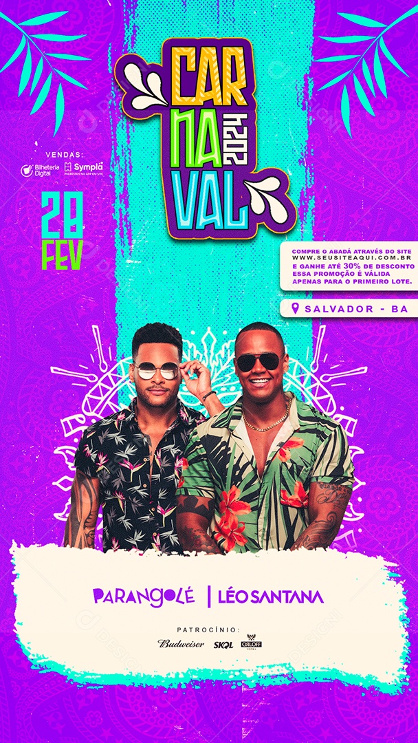 Story Flyer Carnaval 2024 Parangolé Léo Santana Social Media PSD Editável