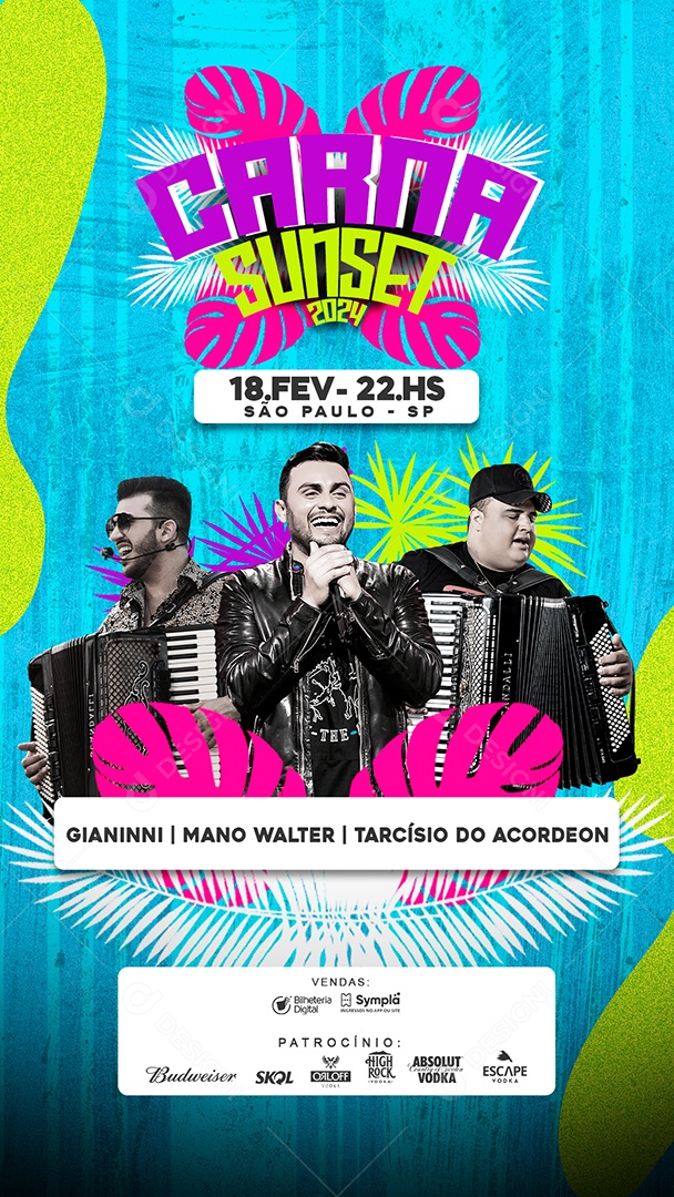 Story Flyer Carna Sunset 2024 Gianinni Mano Walter Tarcísio Do Acordeon Social Media PSD Editável
