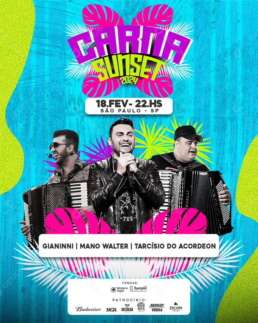 Flyer Carna Sunset 2024 Gianinni Mano Walter Tarcísio Do Acordeon Social Media PSD Editável