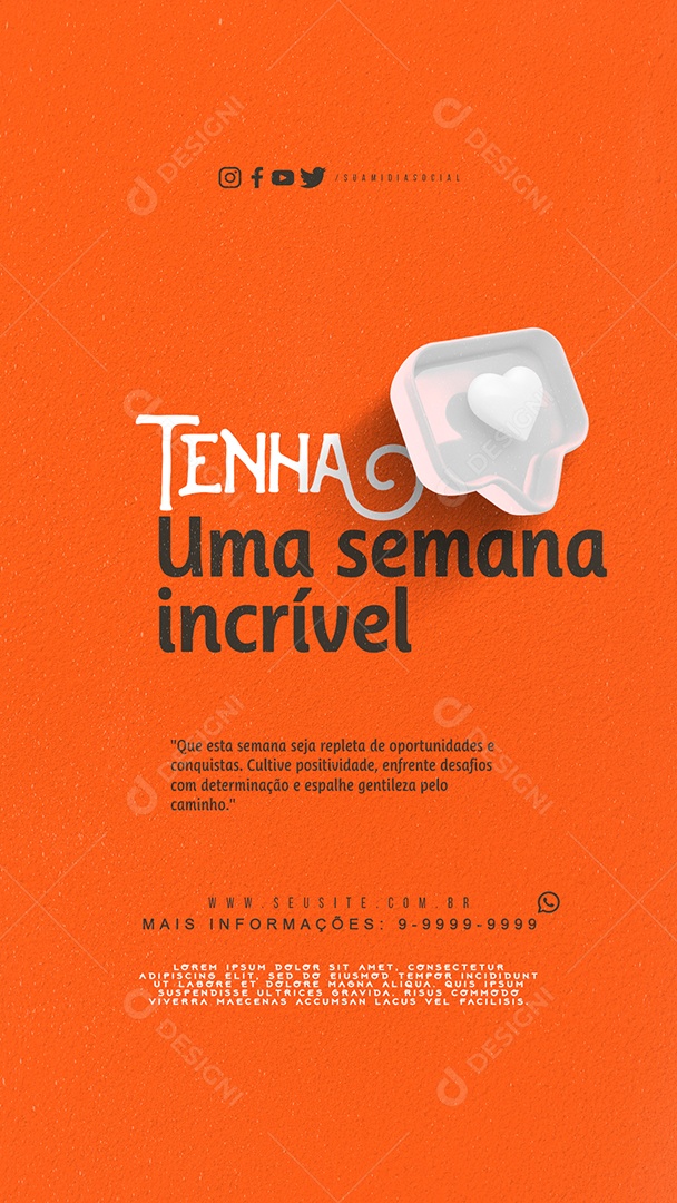 Story Tenha uma Semana Incrível Seja Repleta de Oportunidades e Conquistas Social Media PSD Editável
