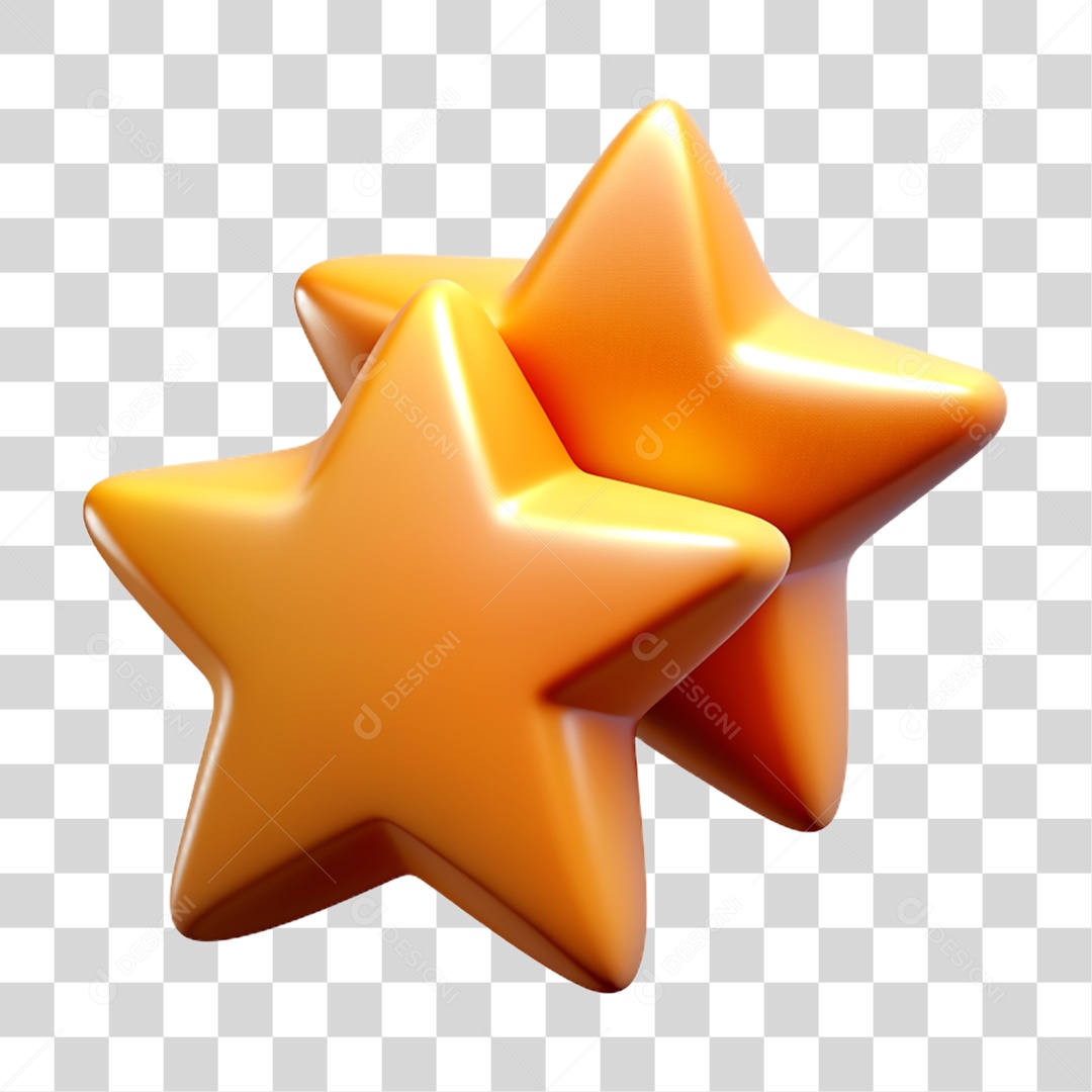 Elemento 3D Estrelas Enfeites Decorações PNG Transparente
