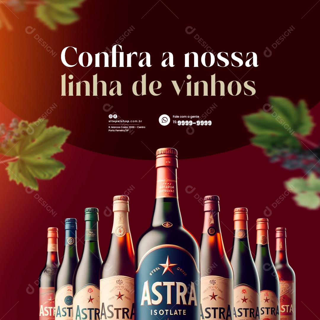 Adega Casa de Vinho Confira a nossa linha de vinhos Social Media PSD Editável