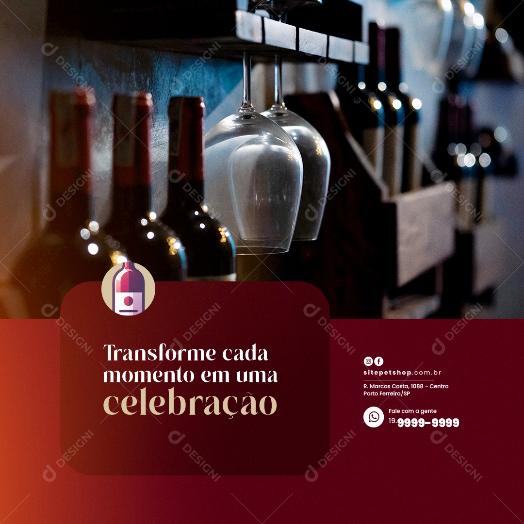 Adega Casa de Vinho Transforme cada momento em uma celebração Social Media PSD Editável