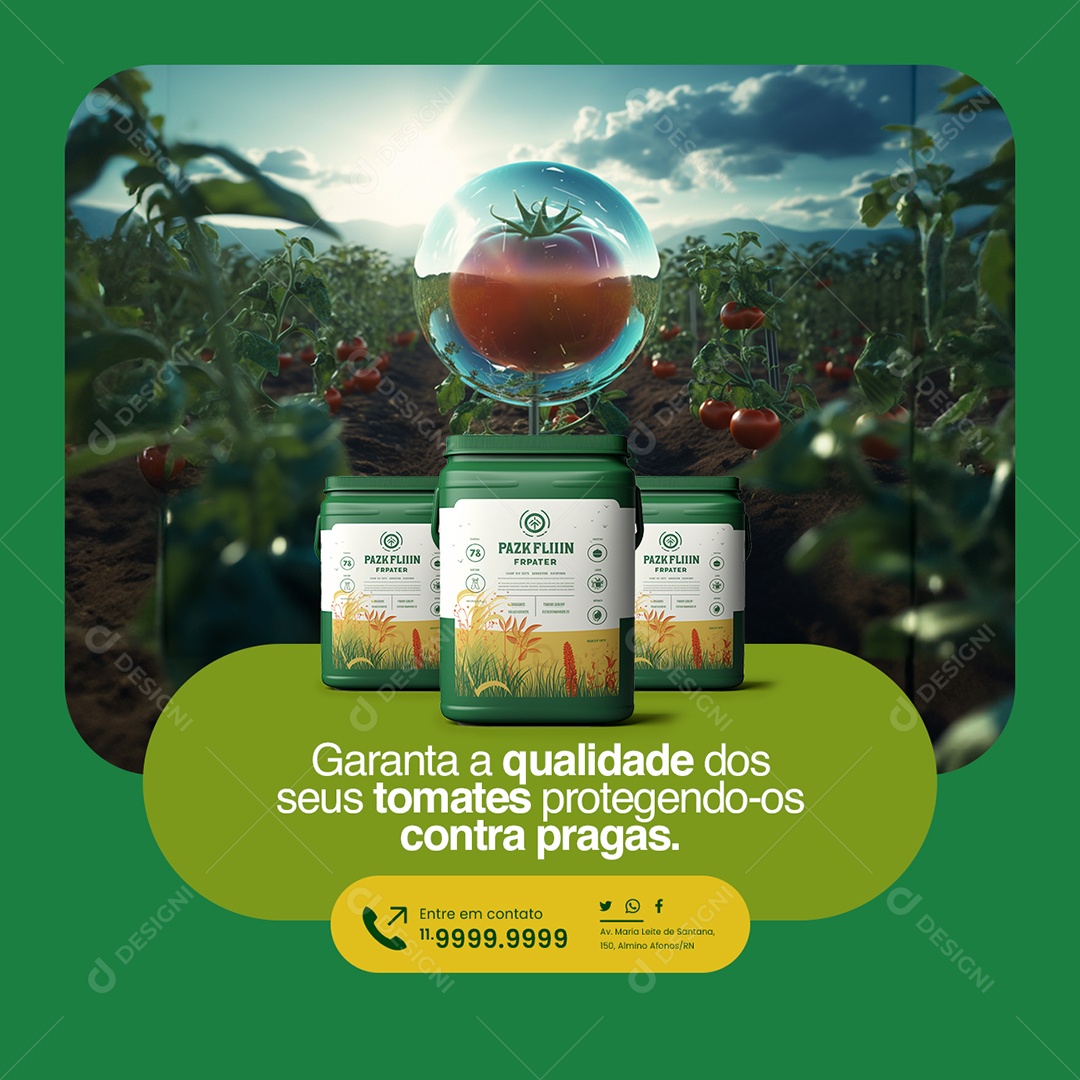 Agrícola Garanta a qualidade dos seus tomates Social Media PSD Editável