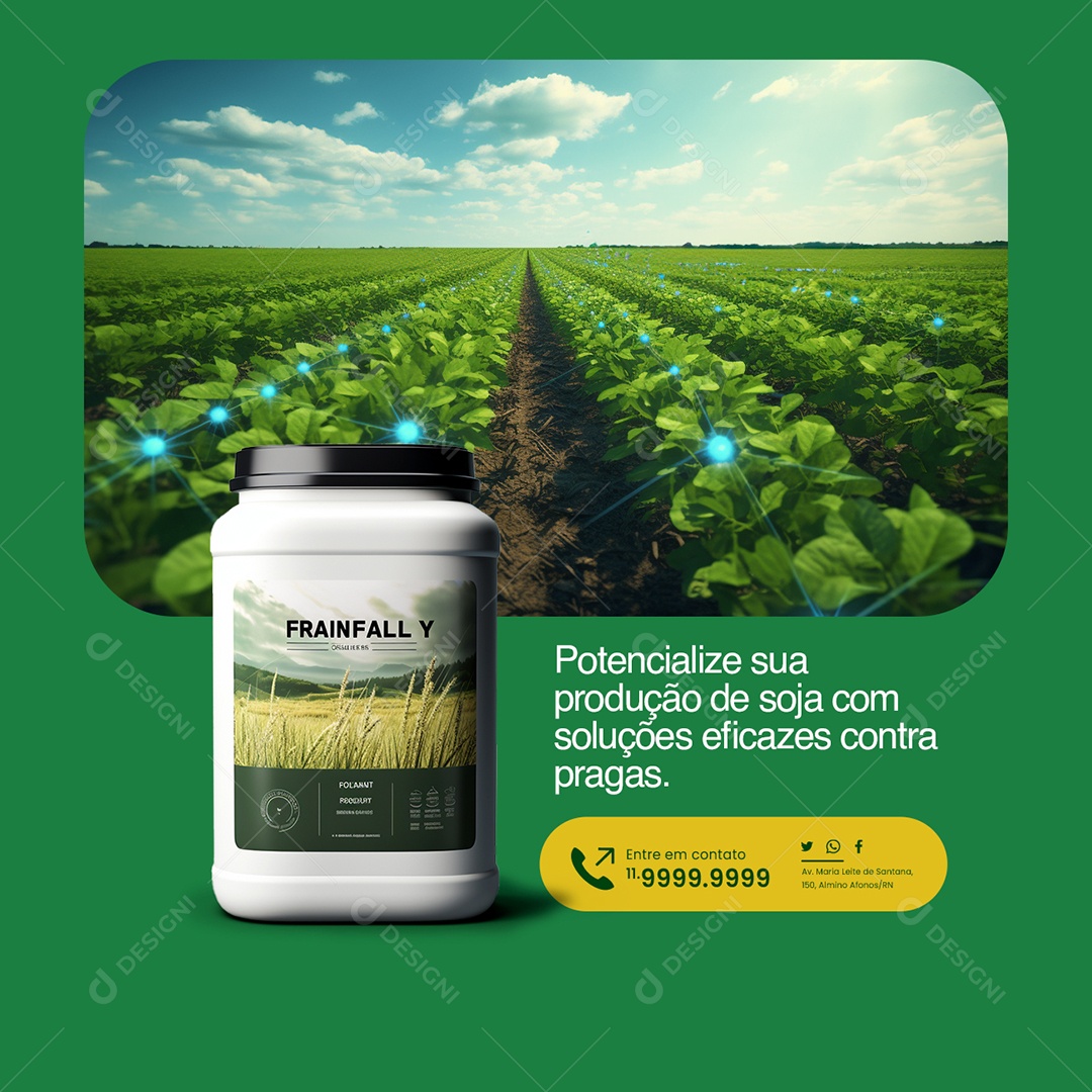 Agrícola Potencialize sua produção com soluções eficazes conta pragas Social Media PSD Editável