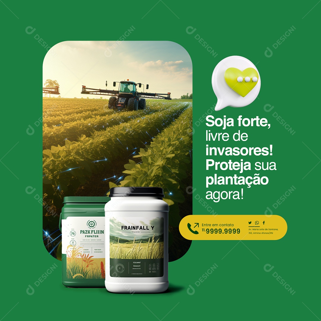 Agrícola Soja forte livre de invasores Social Media PSD Editável