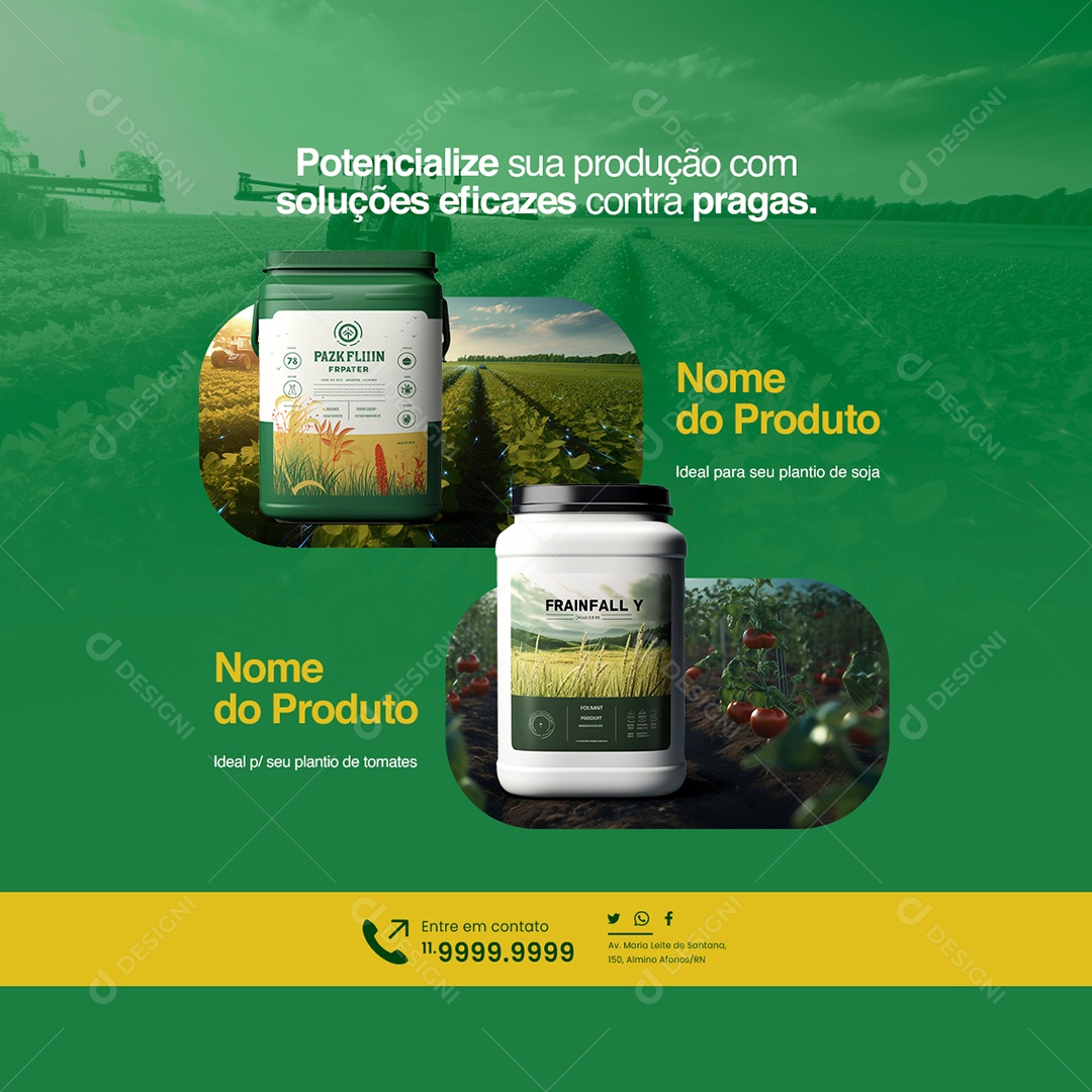 Agrícola Potencialize sua produção com soluções eficazes Social Media PSD Editável