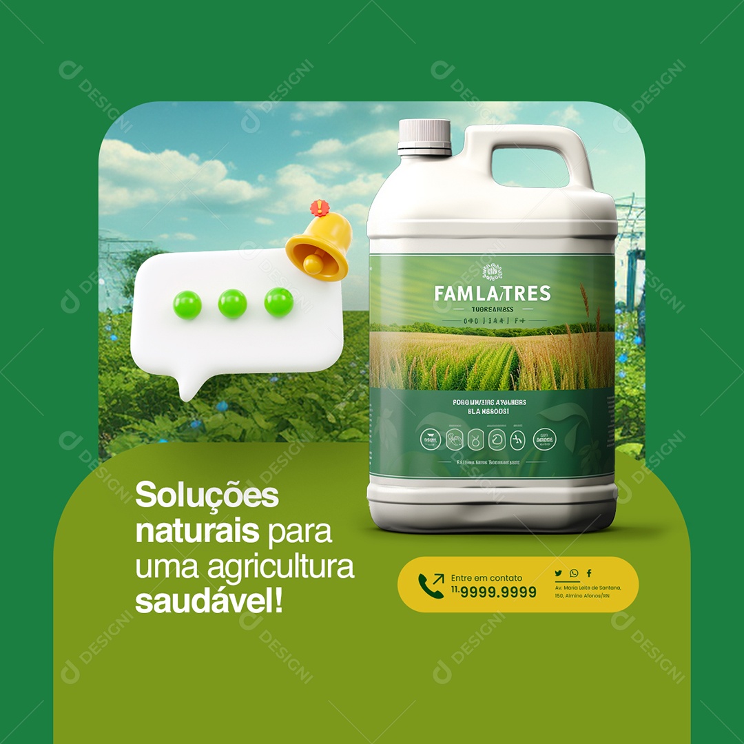 Agrícola Soluções naturais para uma agricultura saudável Social Media PSD Editável