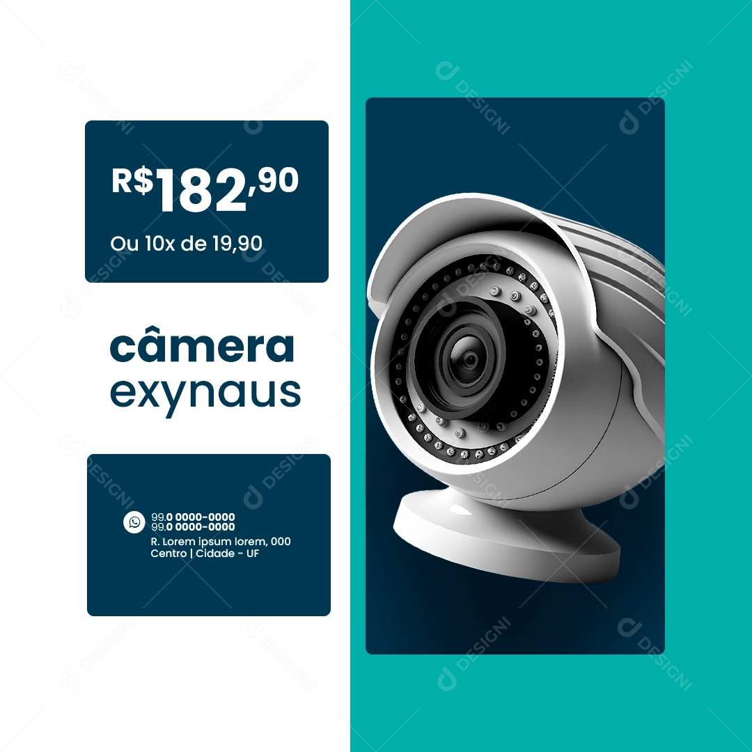 Segurança Eletrônica Câmera exynaus Social Media PSD Editável