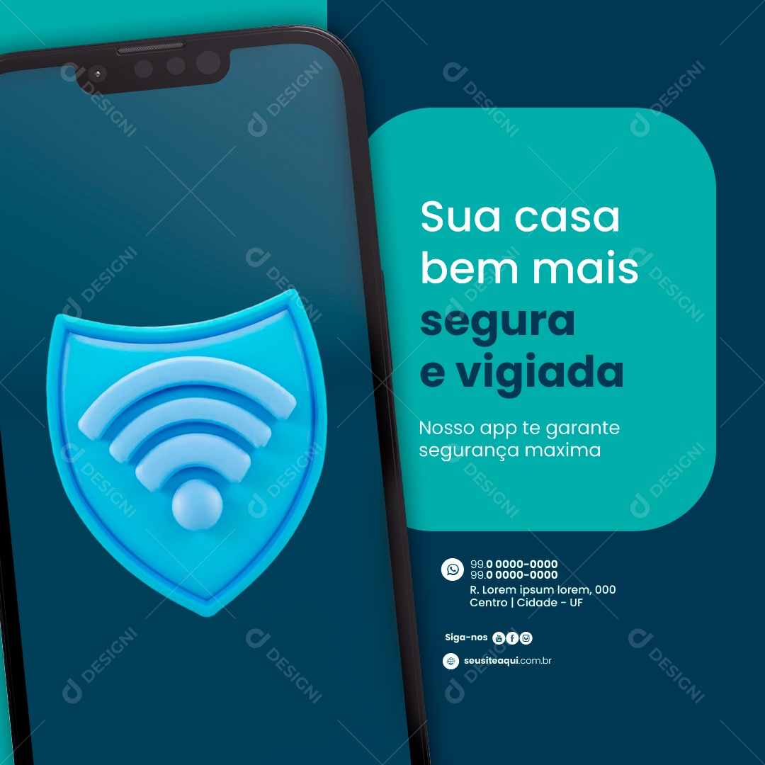 Segurança Eletrônica Sua casa bem mais segura e vigiada Social Media PSD Editável