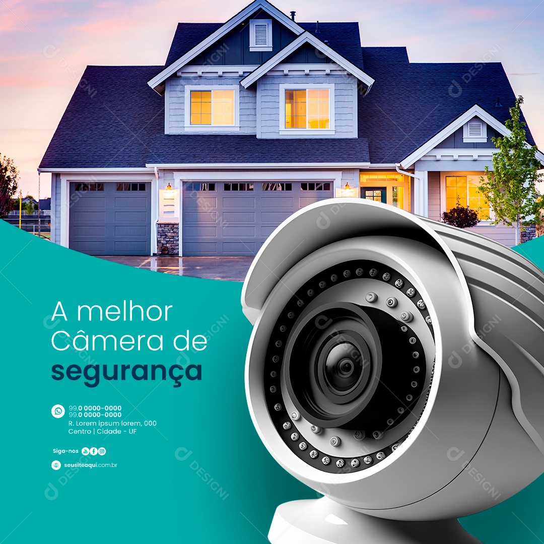 Segurança Eletrônica A melhor Câmera de segurança Social Media PSD Editável