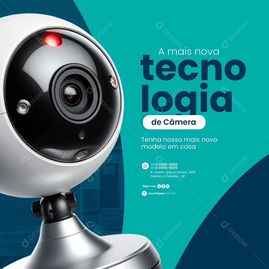 Segurança Eletrônica A mais nova tecnologia de Câmera Social Media PSD Editável