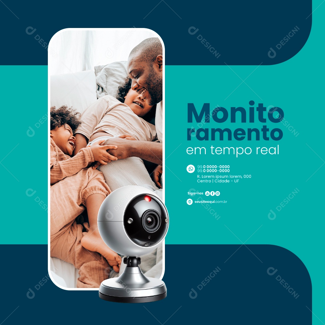 Segurança Eletrônica Monitoramento em tempo real Social Media PSD Editável