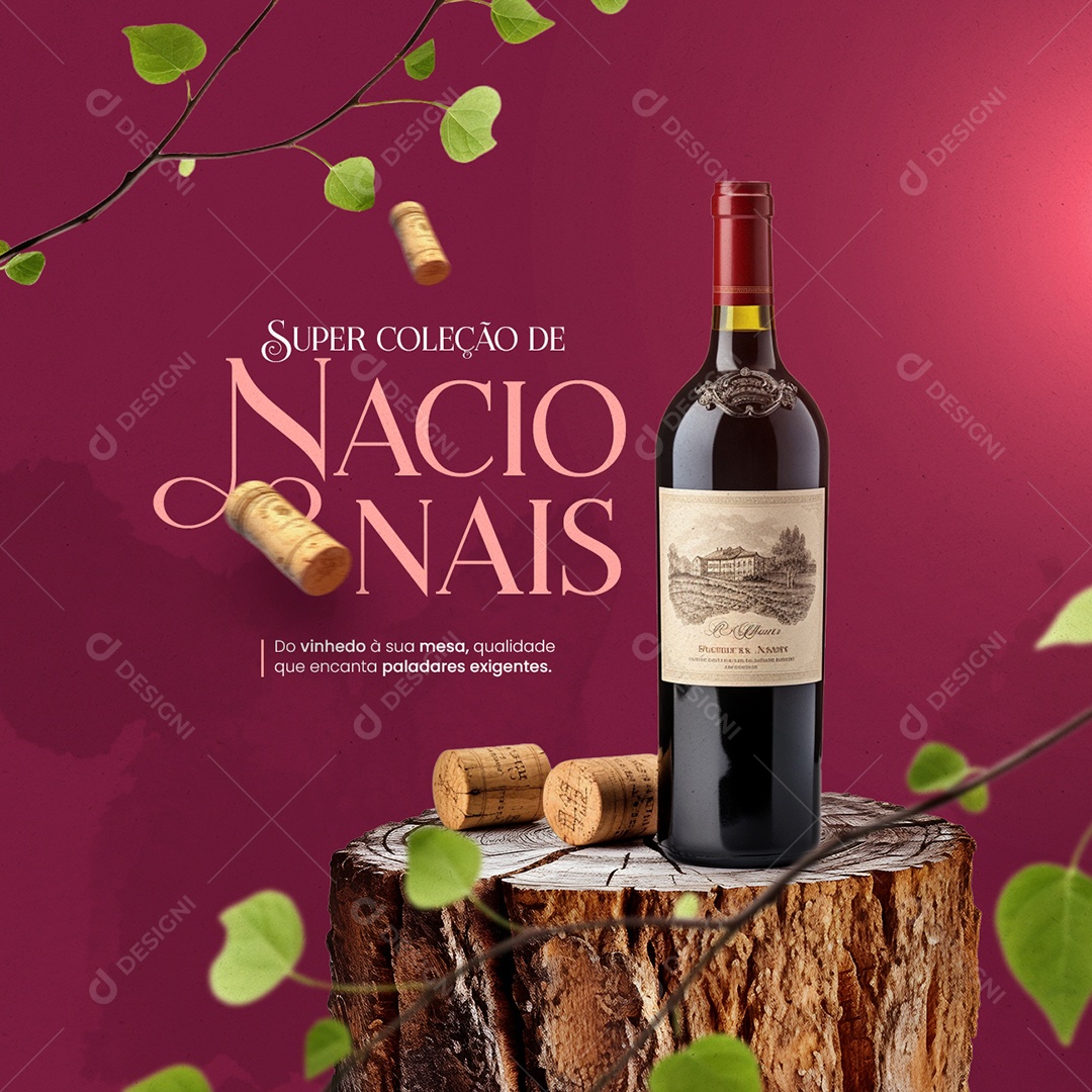 Casa de Vinho Super coleção de nacionais Social Media PSD Editável