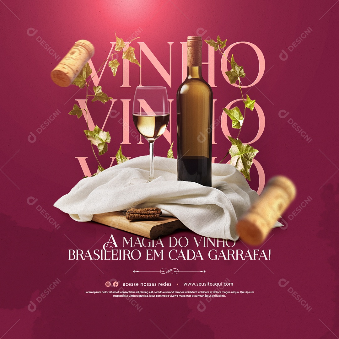 Casa de Vinho A magia do vinho brasileiro em cada garrafa Social Media PSD Editável