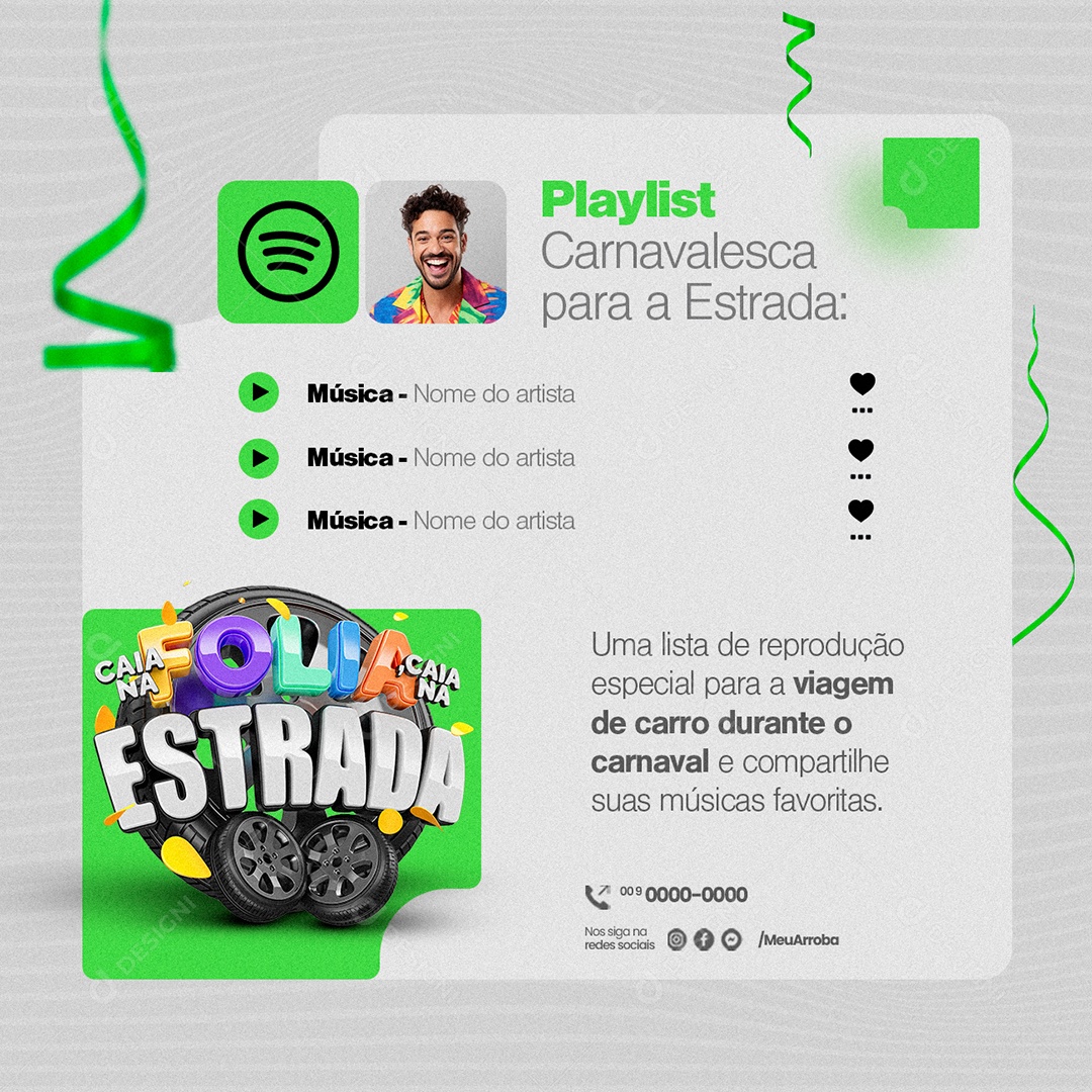 Concessionária Caia na Folia Caia na Estrada Playlist Carnavalesca Social Media PSD Editável
