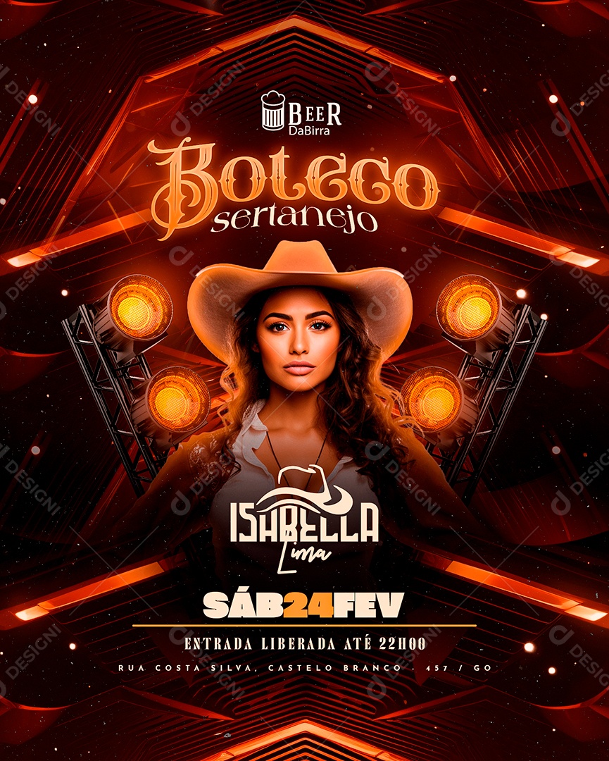 Flyer Boteco Sertanejo Isabella Lima Social Media PSD Editável