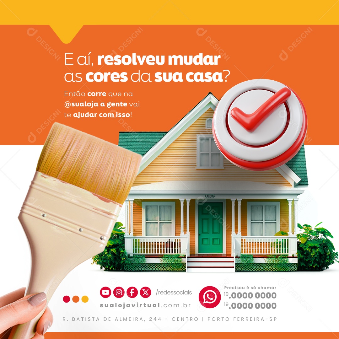 Casa de Tintas E aí resolveu mudar as cores da sua casa Social Media PSD Editável