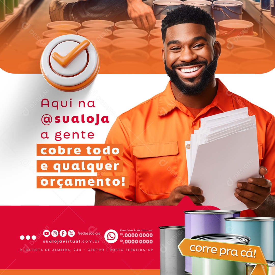 Casa de Tintas A gente cobre todo e qualquer orçamento Social Media PSD Editável