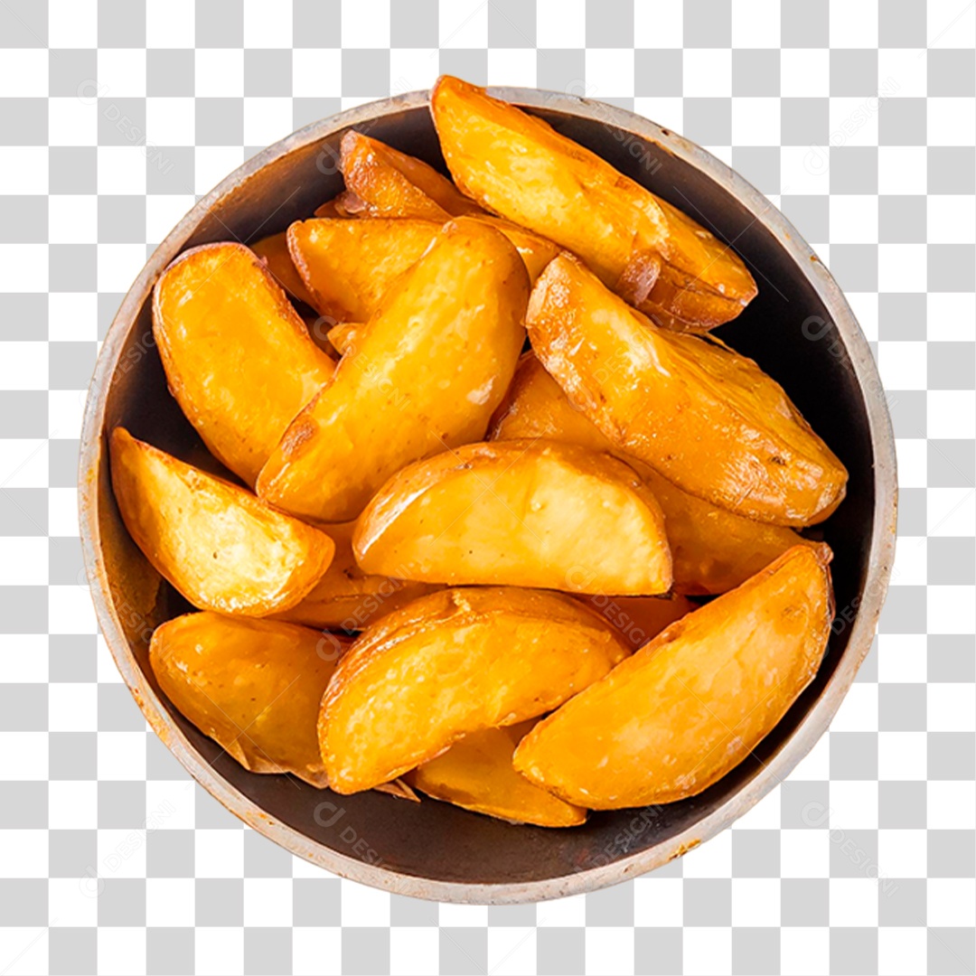 Tigela de Batatas Assadas em Fatias PNG Transparente