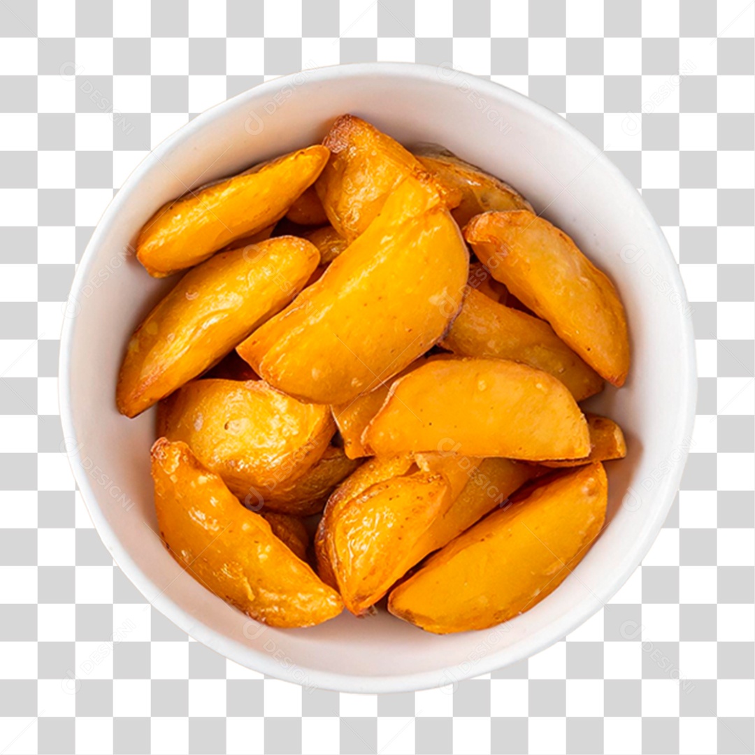 Tigela de Batatas Assadas em Fatias PNG Transparente