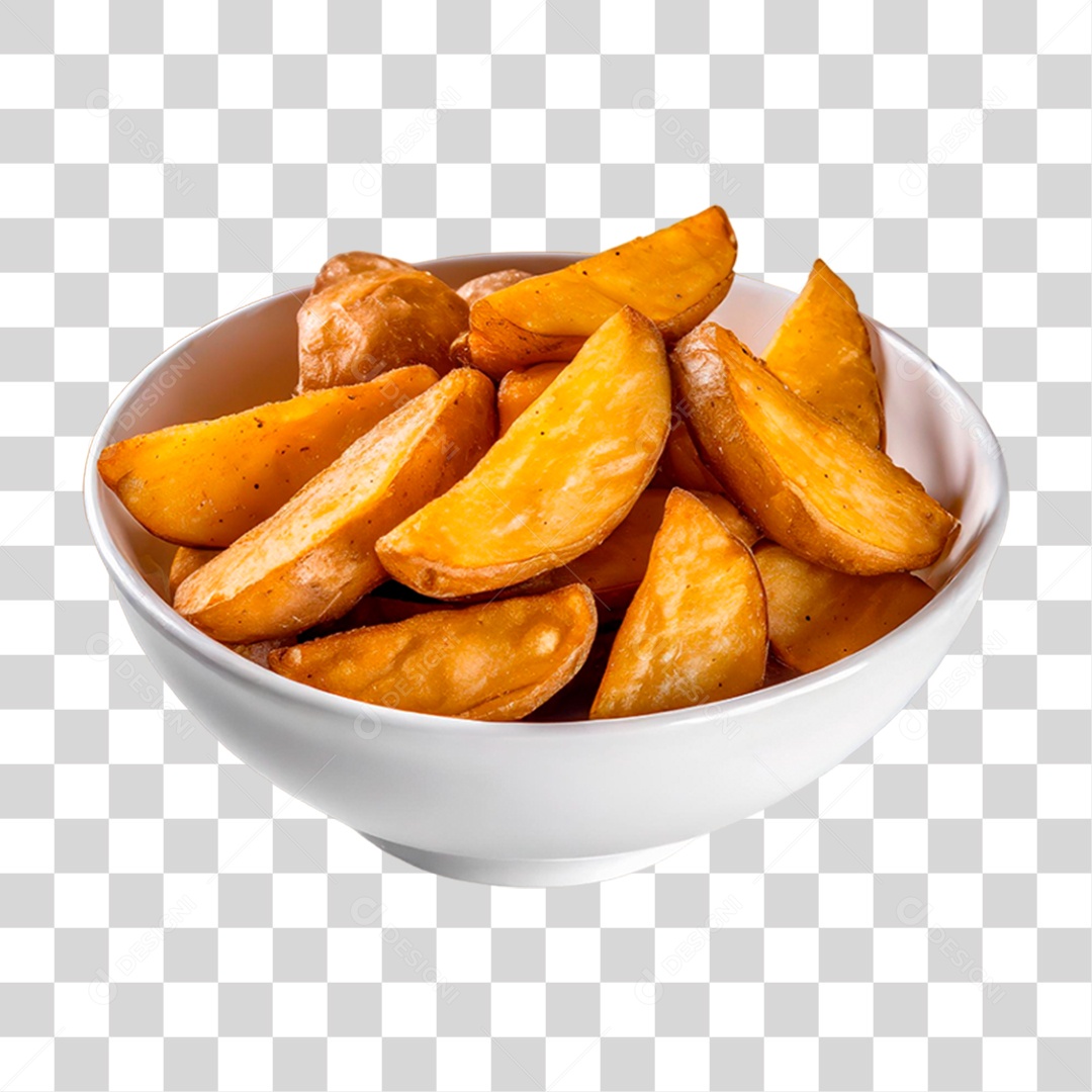 Tigela de Batatas Assadas em Fatias PNG Transparente