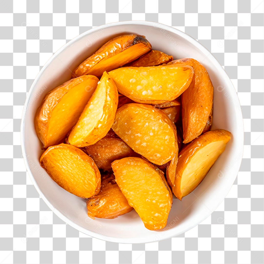 Tigela de Batatas Assadas em Fatias PNG Transparente