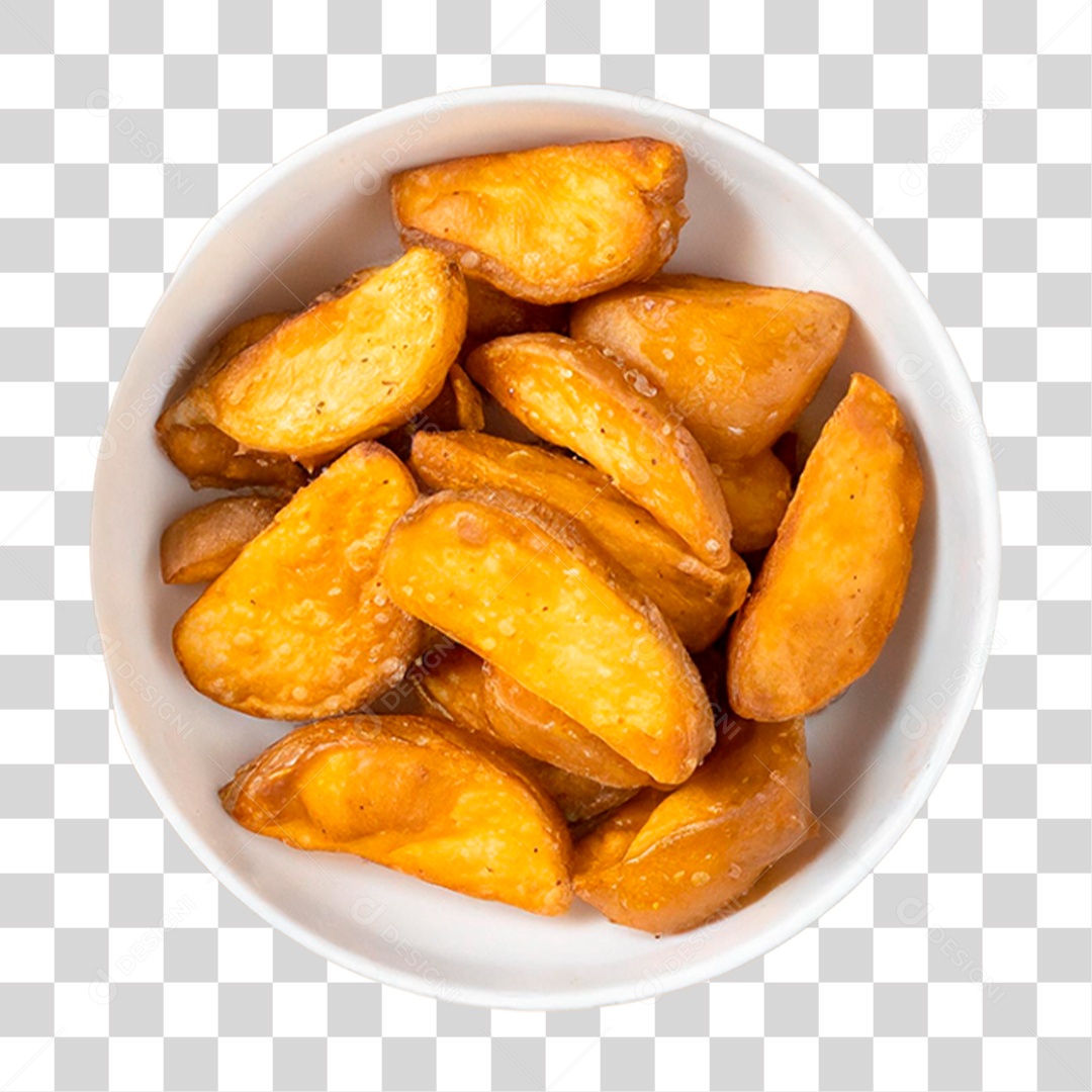 Tigela de Batatas Assadas em Fatias PNG Transparente