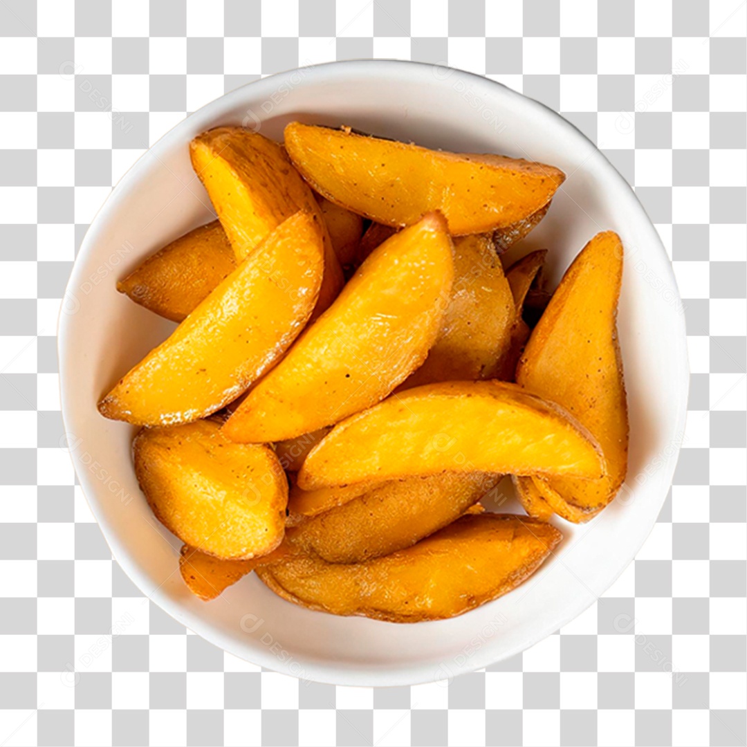 Tigela de Batatas Assadas em Fatias PNG Transparente