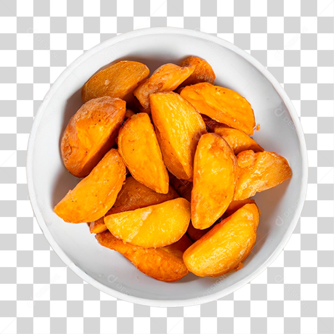 Tigela de Batatas Assadas em Fatias PNG Transparente