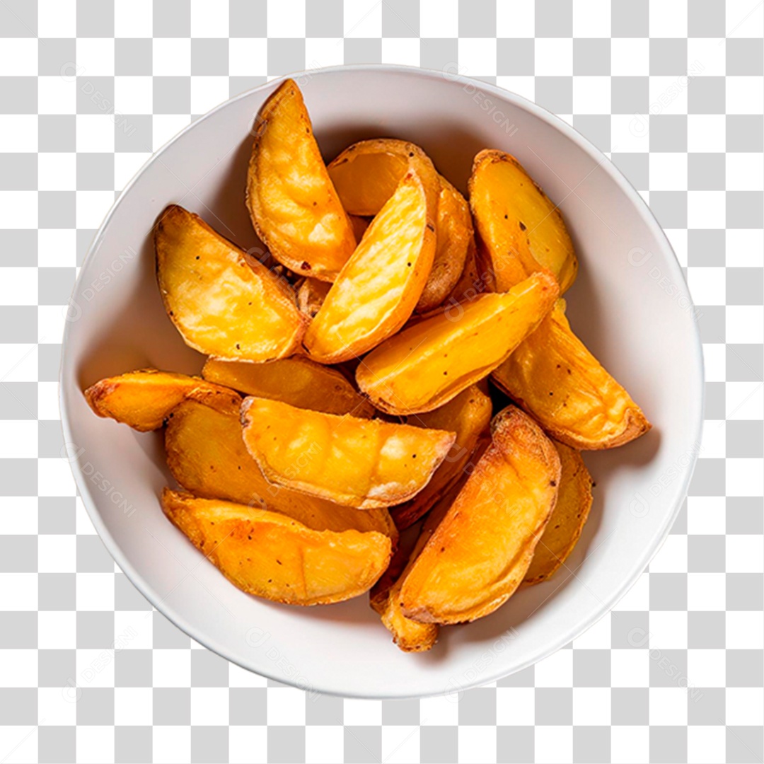 Tigela de Batatas Assadas em Fatias PNG Transparente