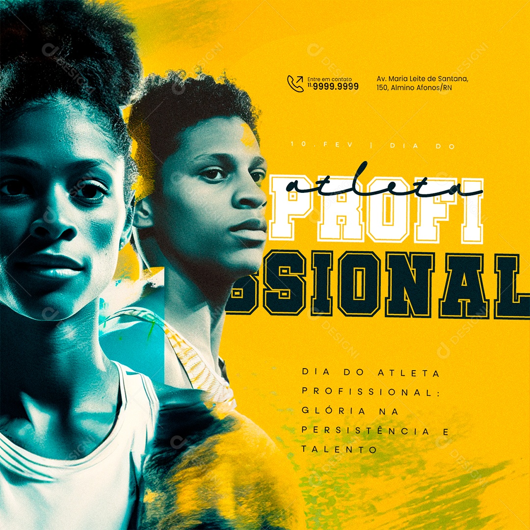 Dia do Atleta Profissional 10 De Fevereiro Glória na Persistência Social Media PSD Editável