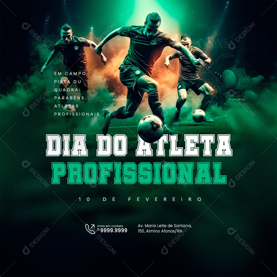 Dia do Atleta Profissional 10 De Fevereiro Em Campo pista ou quadra Social Media PSD Editável