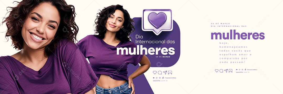 Carrossel Dia Internacional das Mulheres 08 De Março Hoje homenageamos Social Media PSD Editável