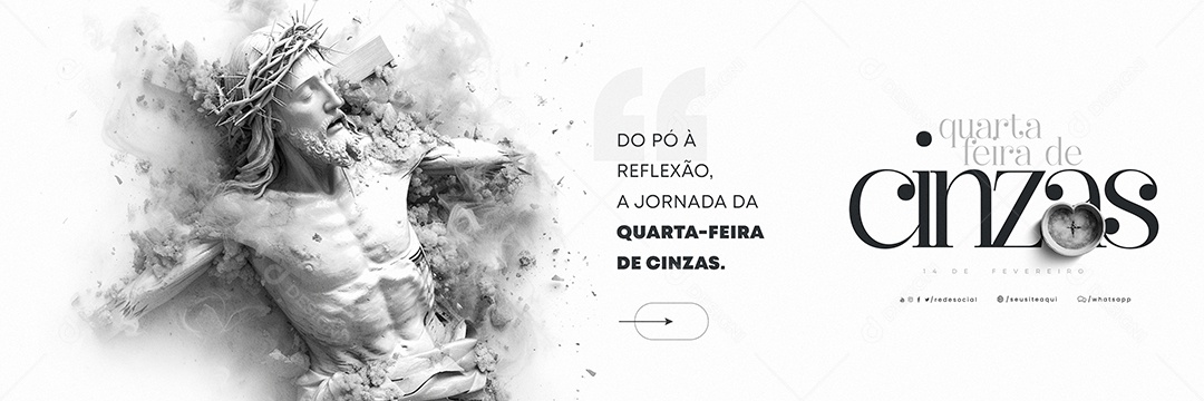 Carrossel Quarta Feira de Cinzas 14 De Fevereiro Do Pó à Reflexão Social Media PSD Editável