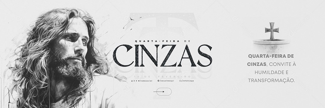 Carrossel Quarta Feira de Cinzas 14 De Fevereiro Convite à humanidade Social Media PSD Editável