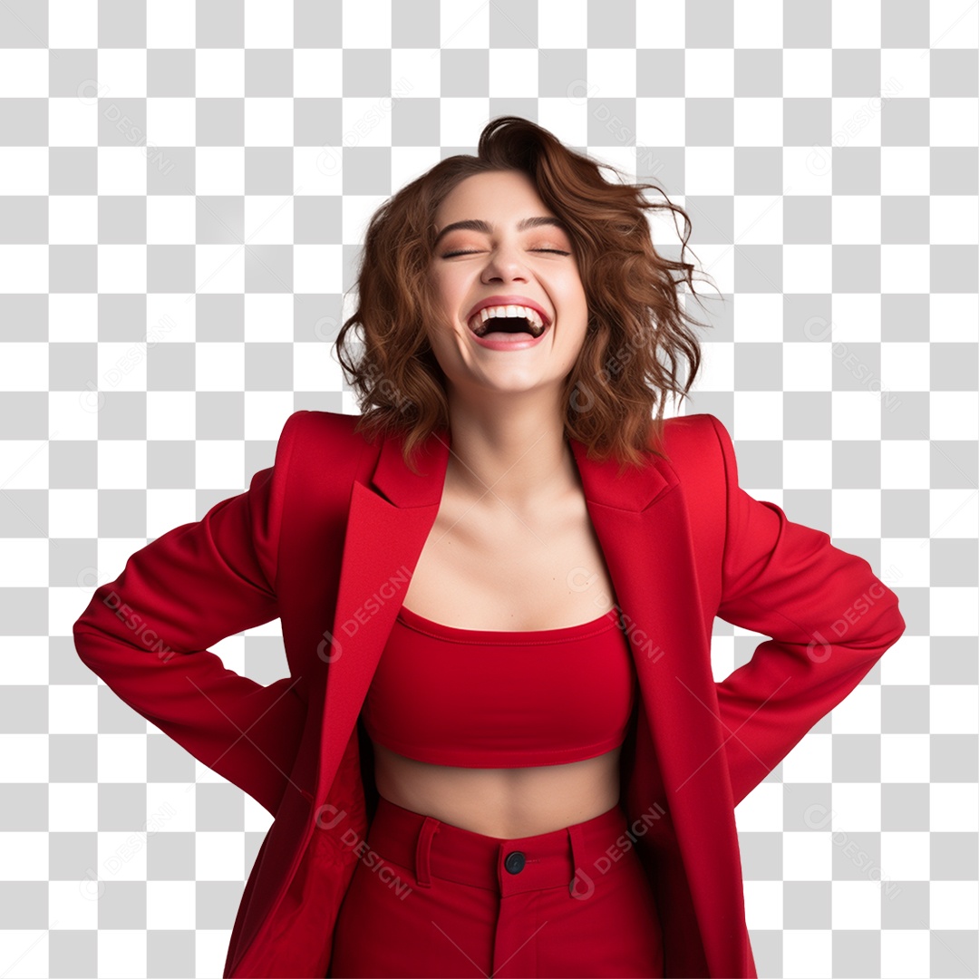 Mulher de Vermelho PNG Transparente