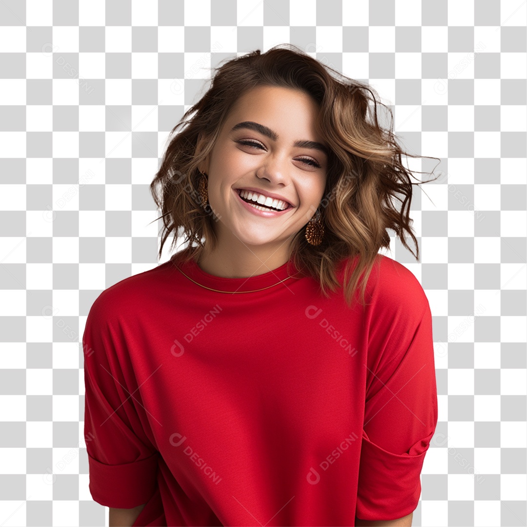 Mulher de Vermelho PNG Transparente