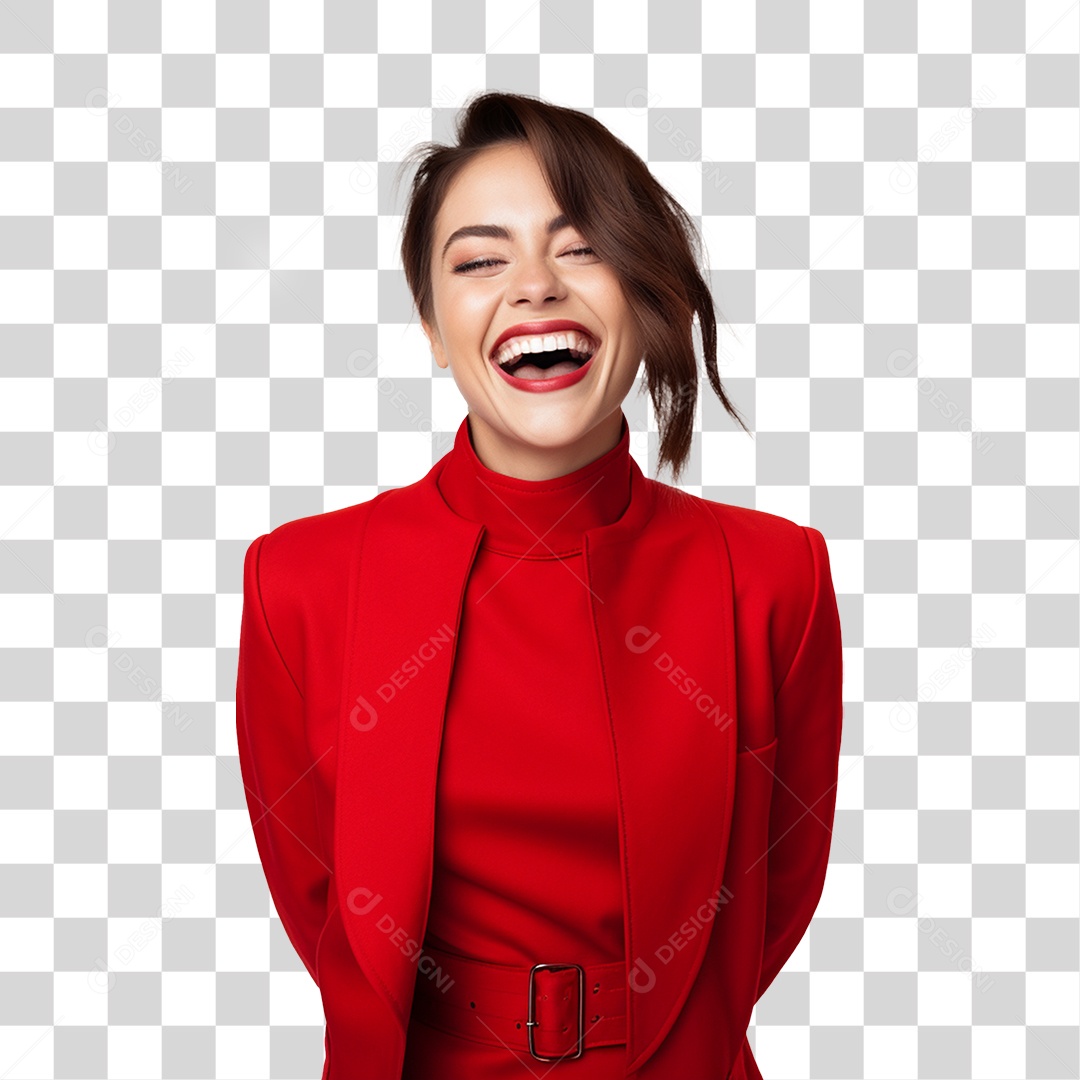 Mulher de Vermelho PNG Transparente