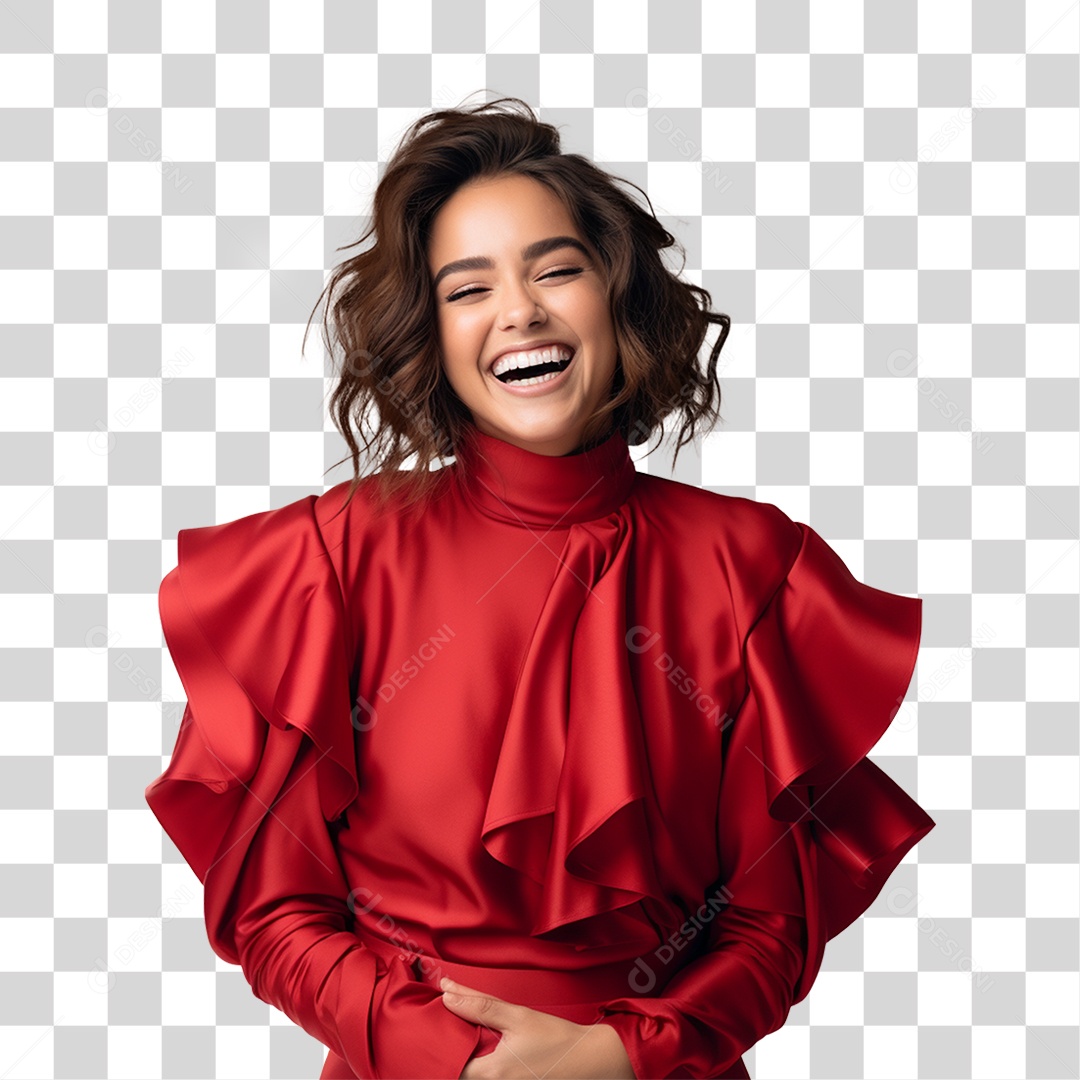 Mulher de Vermelho PNG Transparente