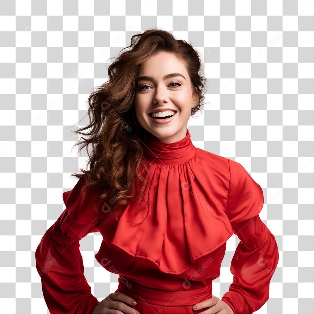 Mulher de Vermelho PNG Transparente