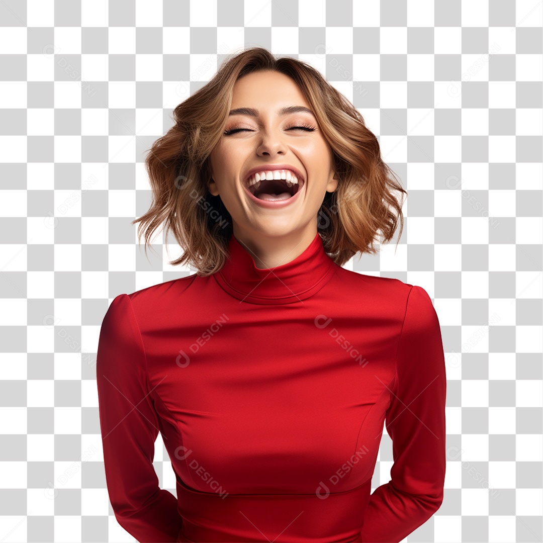 Mulher de Vermelho PNG Transparente