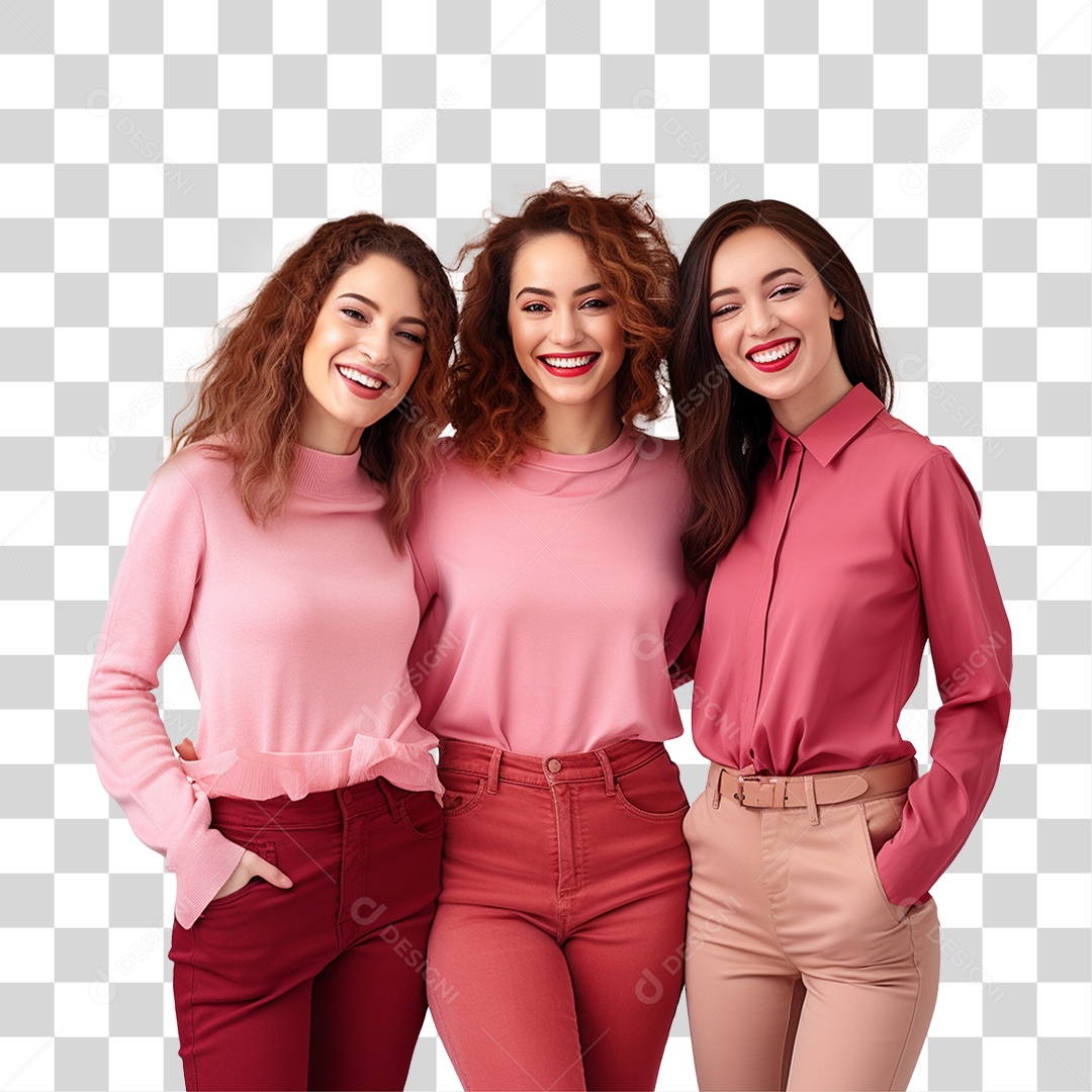 Mulheres de Vermelho e Rosa PNG Transparente
