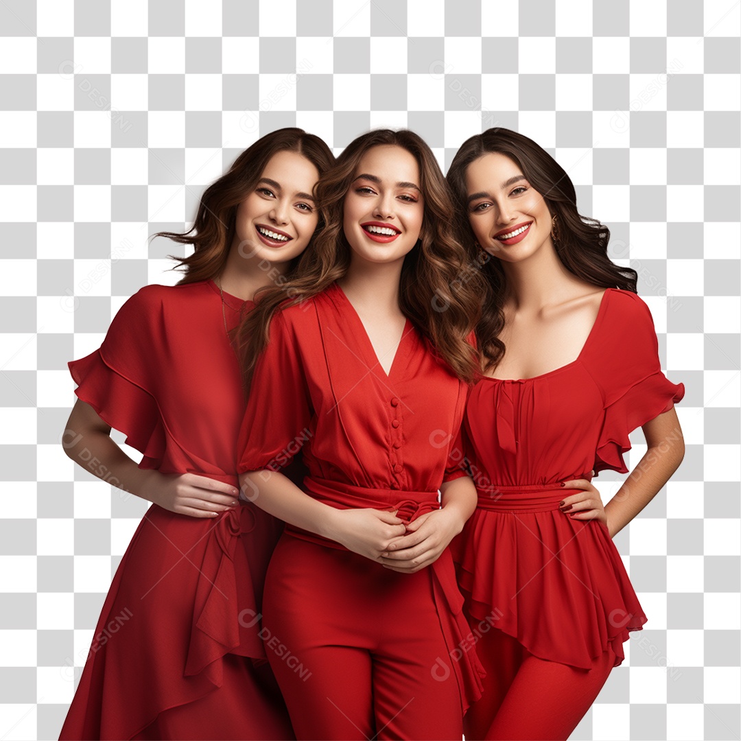 Mulheres de Vermelho PNG Transparente