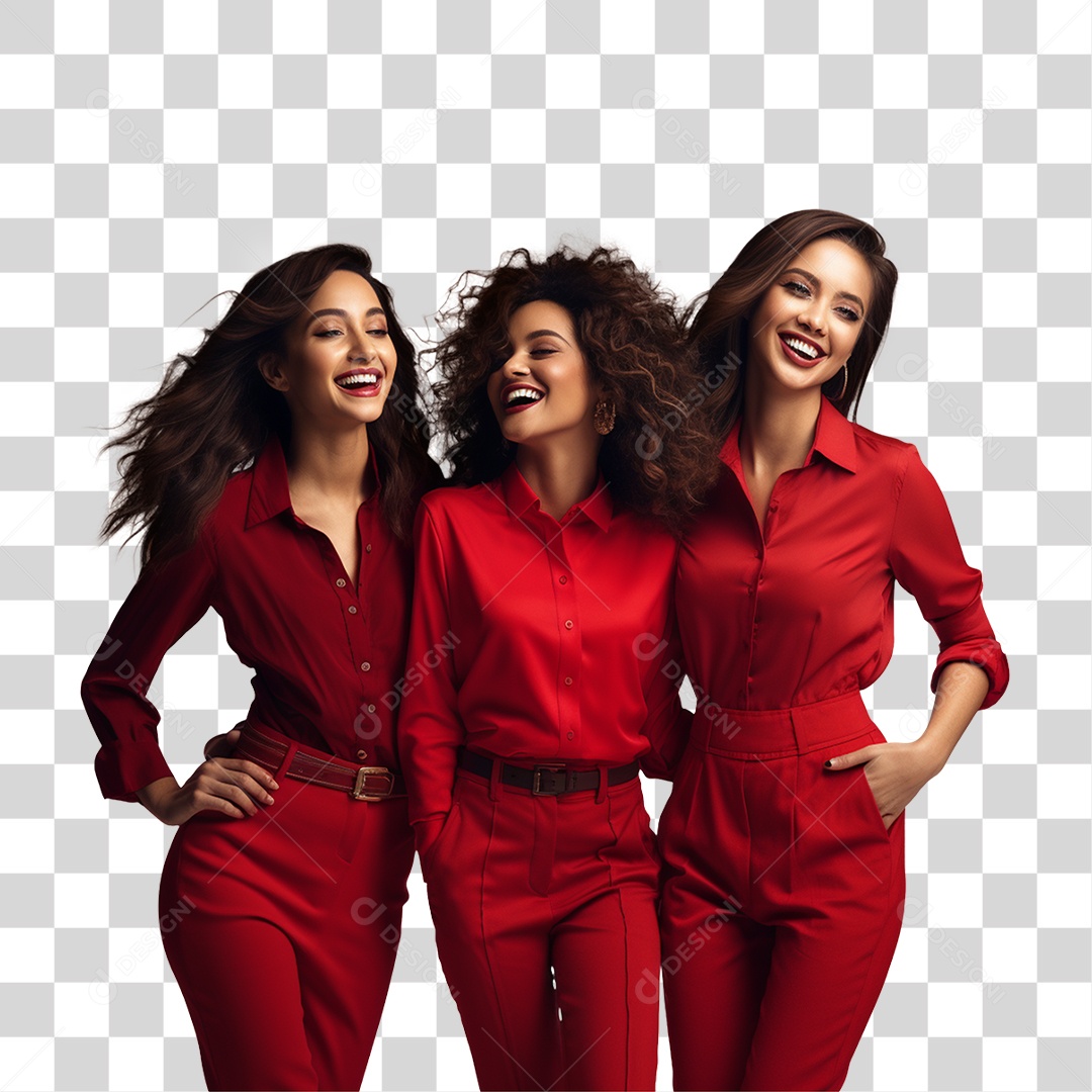 Mulheres de Vermelho PNG Transparente