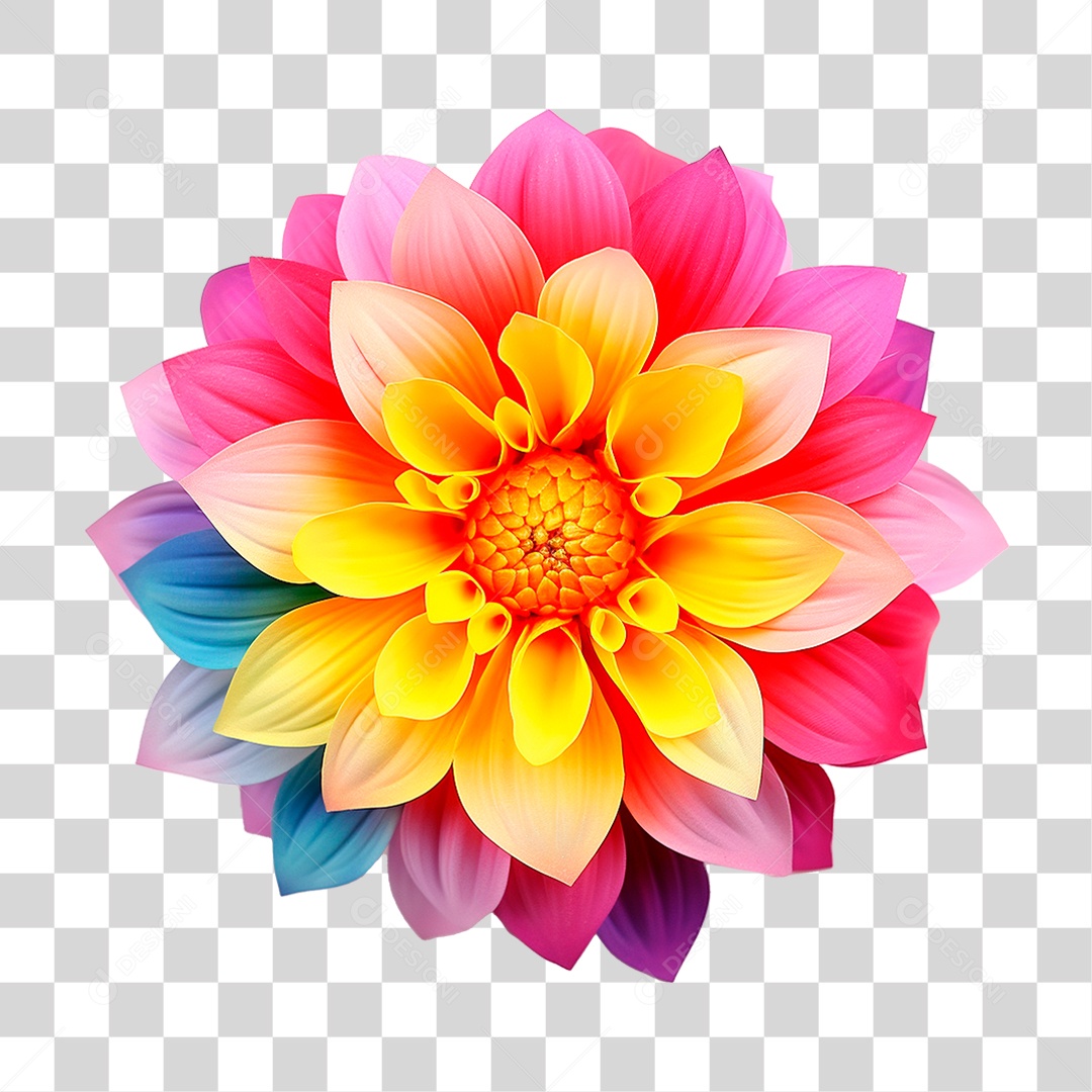 Flor Colorida PNG Transparente