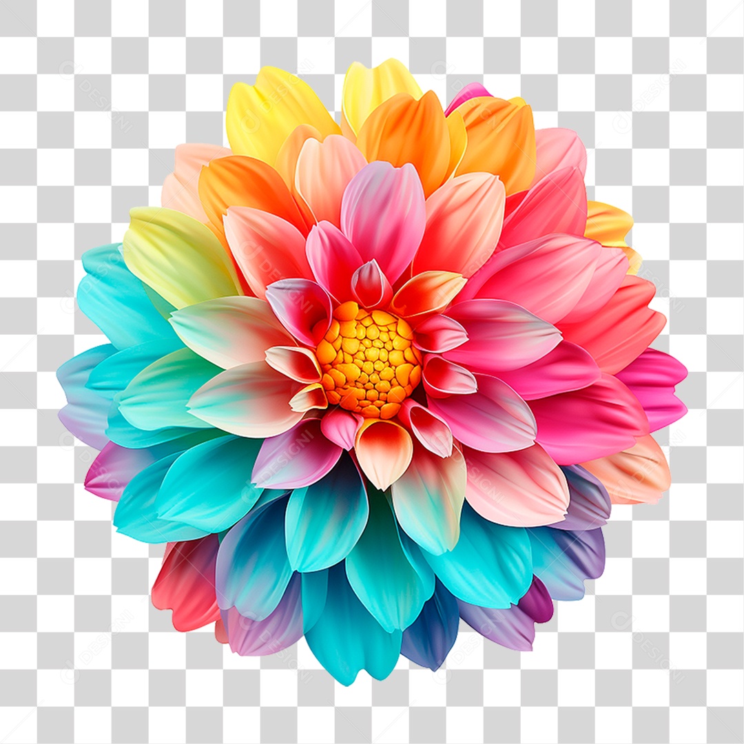 Flor Colorida PNG Transparente