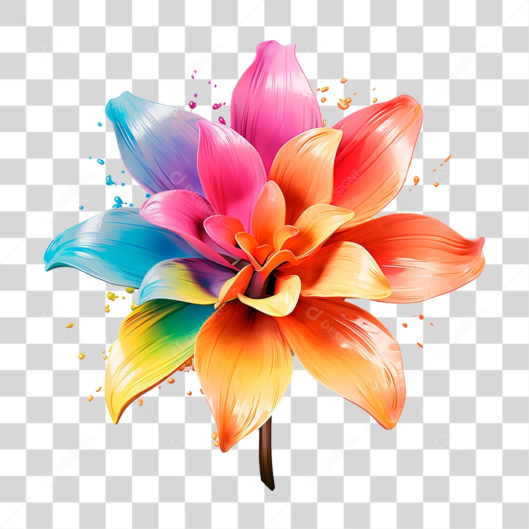 Flor Colorida PNG Transparente