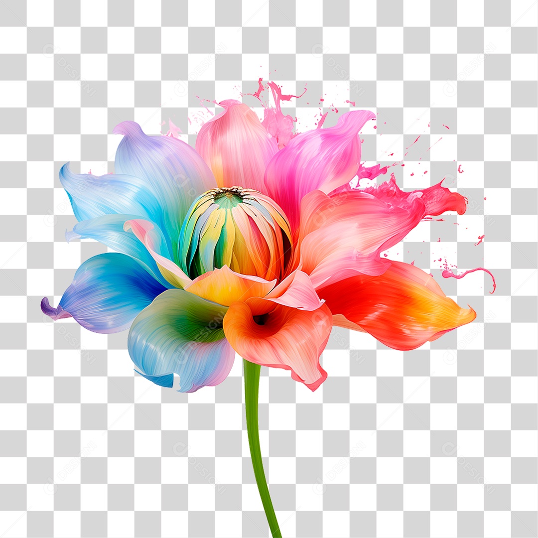 Flor Colorida PNG Transparente