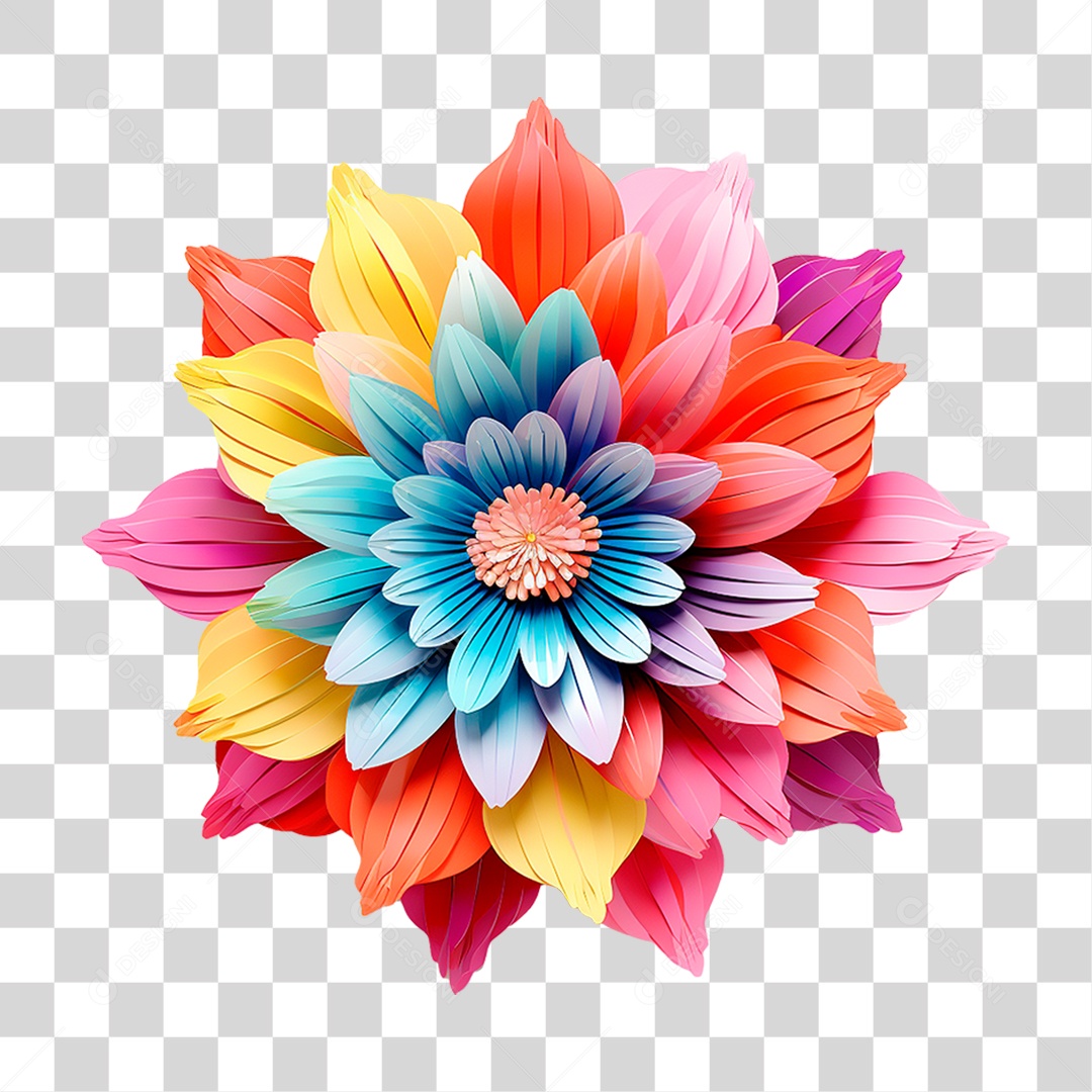 Flor Colorida PNG Transparente